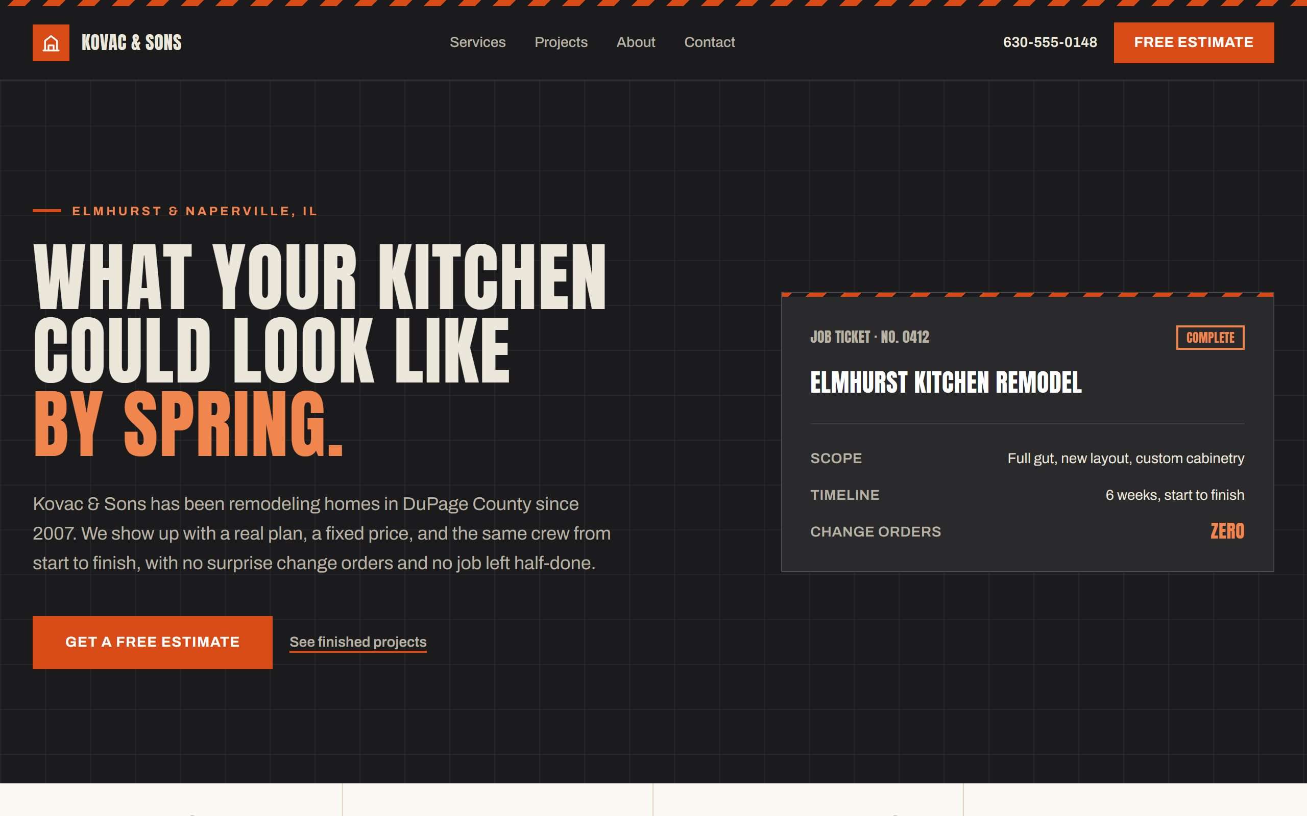 Kovac & Sons Remodeling website, built by ClearSite