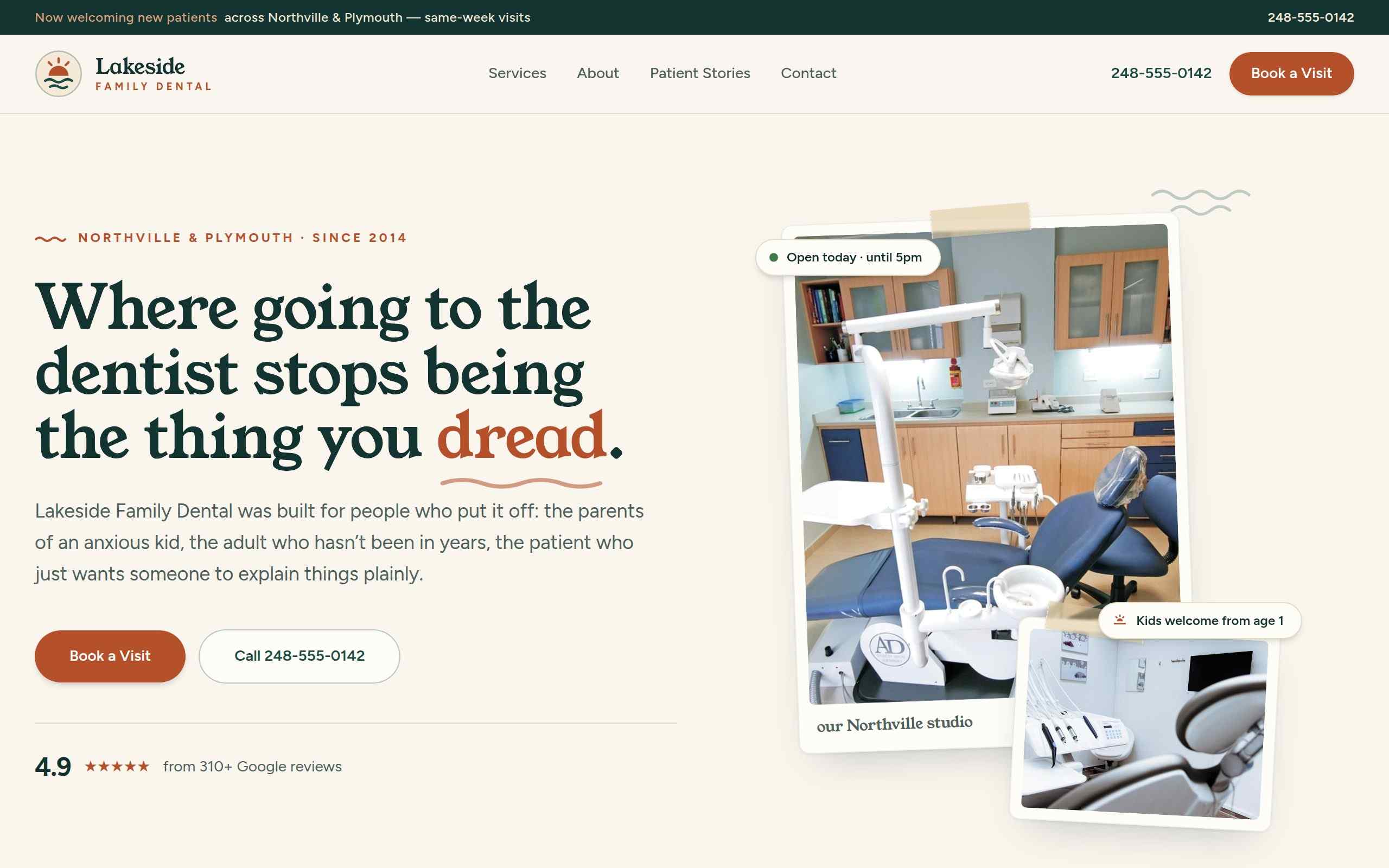 Lakeside Family Dental website, built by ClearSite